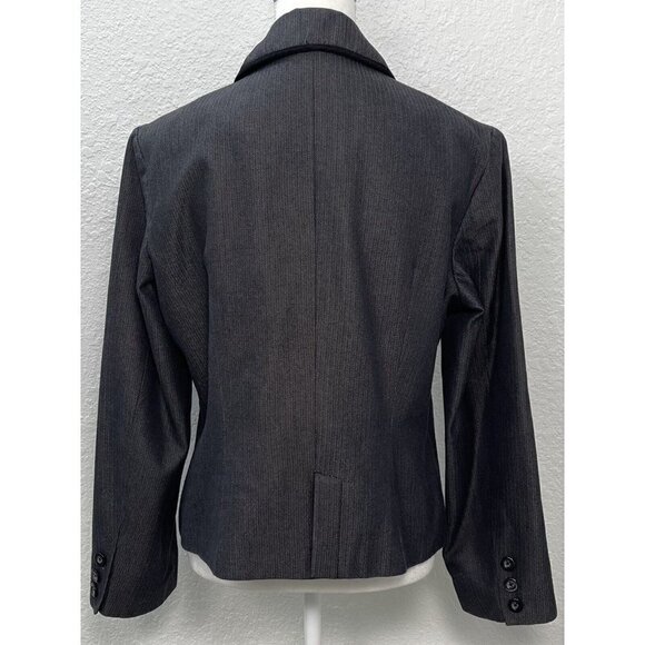 BOB TIMBERLAKE Womens LARGE Black Herringbone Velvet Trim JACKET Pockets EUC - Picture 2 of 8